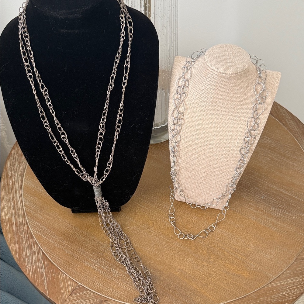 Silver Chain and light brown Necklace Sets